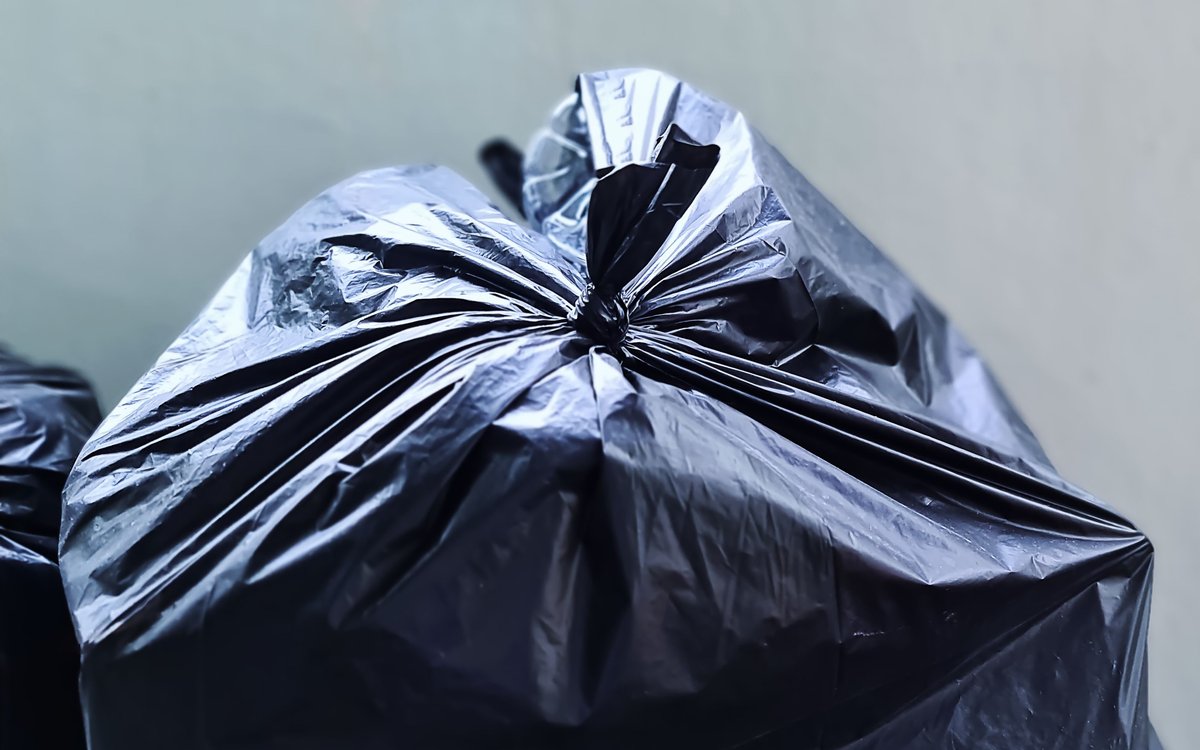 Tied garbage bag